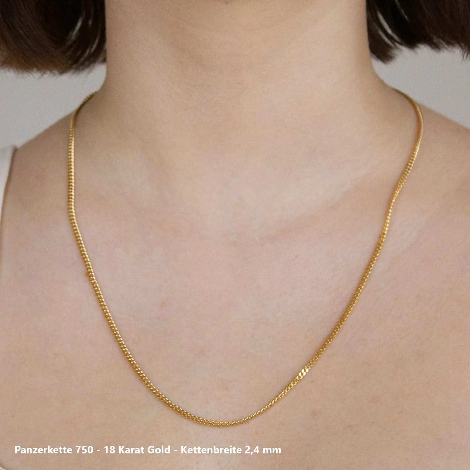 Edle massive Goldkette Panzerkette Halskette aus 750 - 18 Karat Gold - Firma Holzenplotz - Silberketten - Goldketten.de