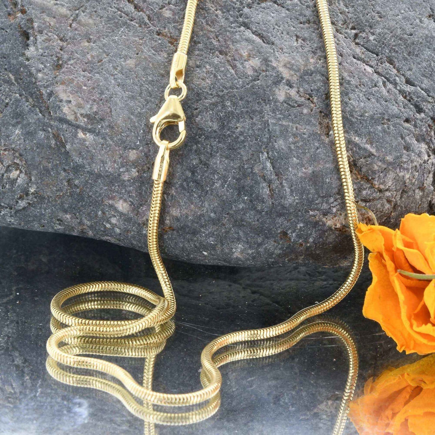 Edle Massive Goldkette Schlangenkette rund Halskette 585-14 Karat Gold