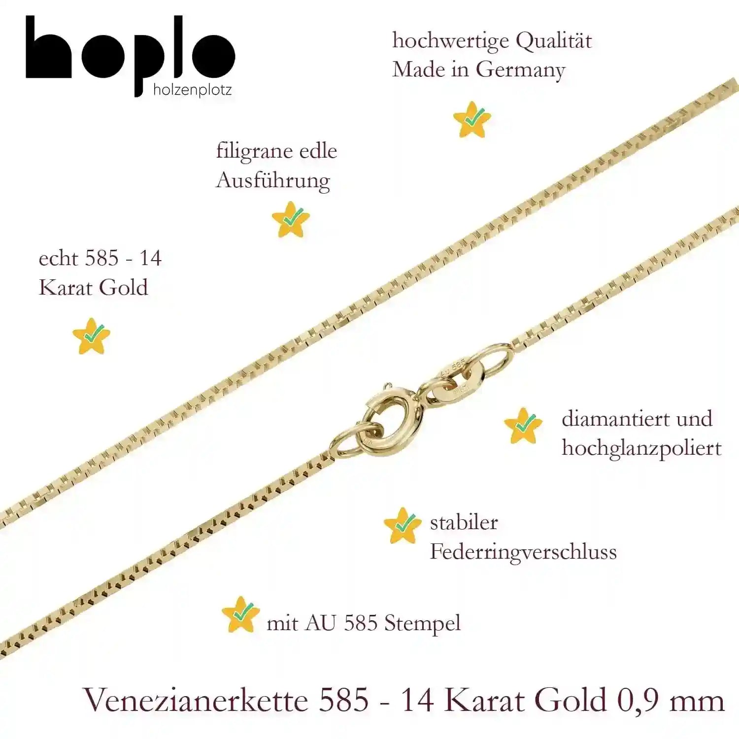 Edle Venezianerkette Halskette 585 - 14 Karat Gold Juwelier Qualität - Firma Holzenplotz - Silberketten-Goldketten.de 
