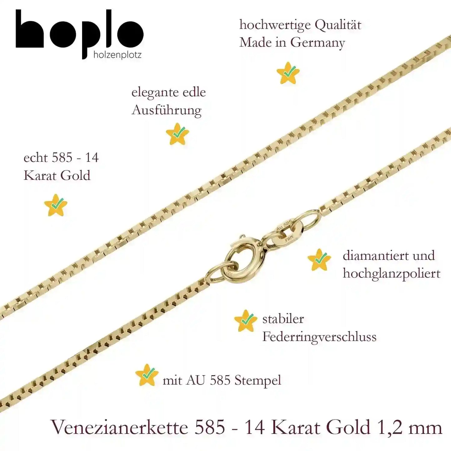 Edle Venezianerkette Halskette 585 - 14 Karat Gold Juwelier Qualität - Firma Holzenplotz - Silberketten-Goldketten.de 