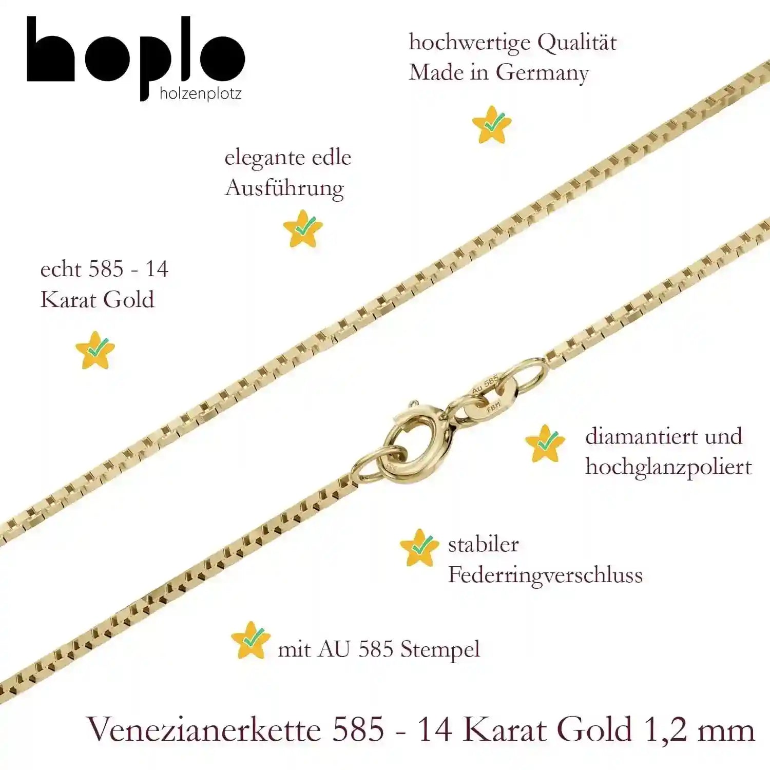 Edle Venezianerkette Halskette 585 - 14 Karat Gold Juwelier Qualität - Firma Holzenplotz - Silberketten-Goldketten.de 