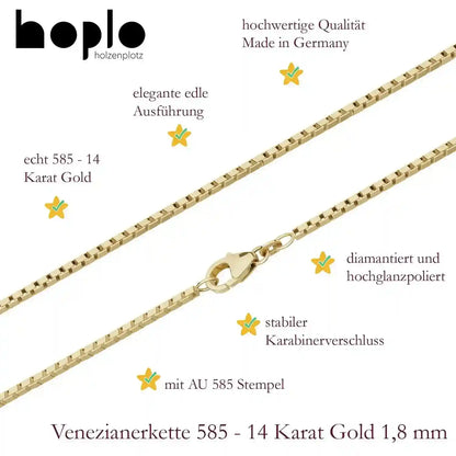 Edle Venezianerkette Halskette 585 - 14 Karat Gold Juwelier Qualität - Firma Holzenplotz - Silberketten-Goldketten.de 