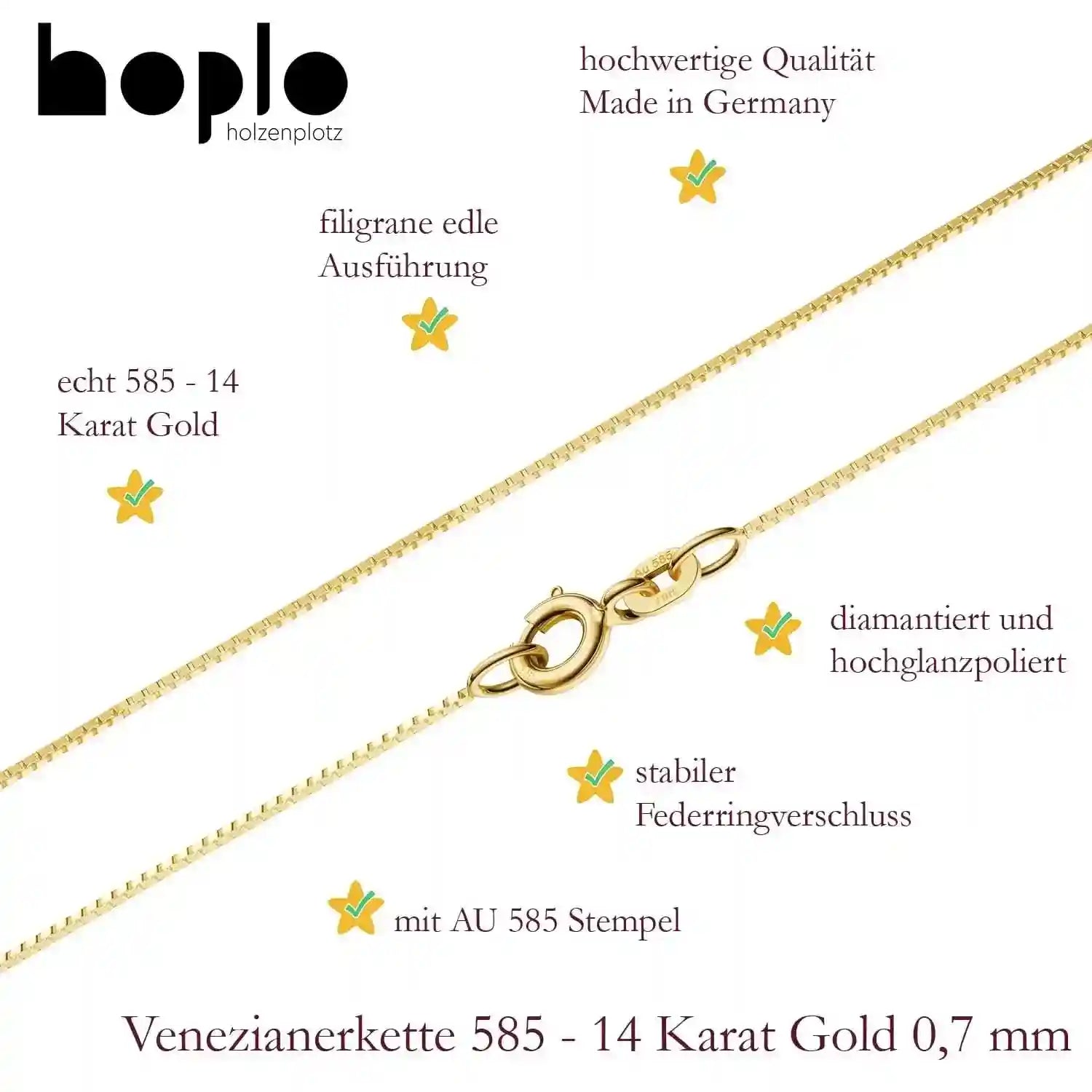 Edle Venezianerkette Halskette 585 - 14 Karat Gold Juwelier Qualität - Firma Holzenplotz - Silberketten-Goldketten.de 