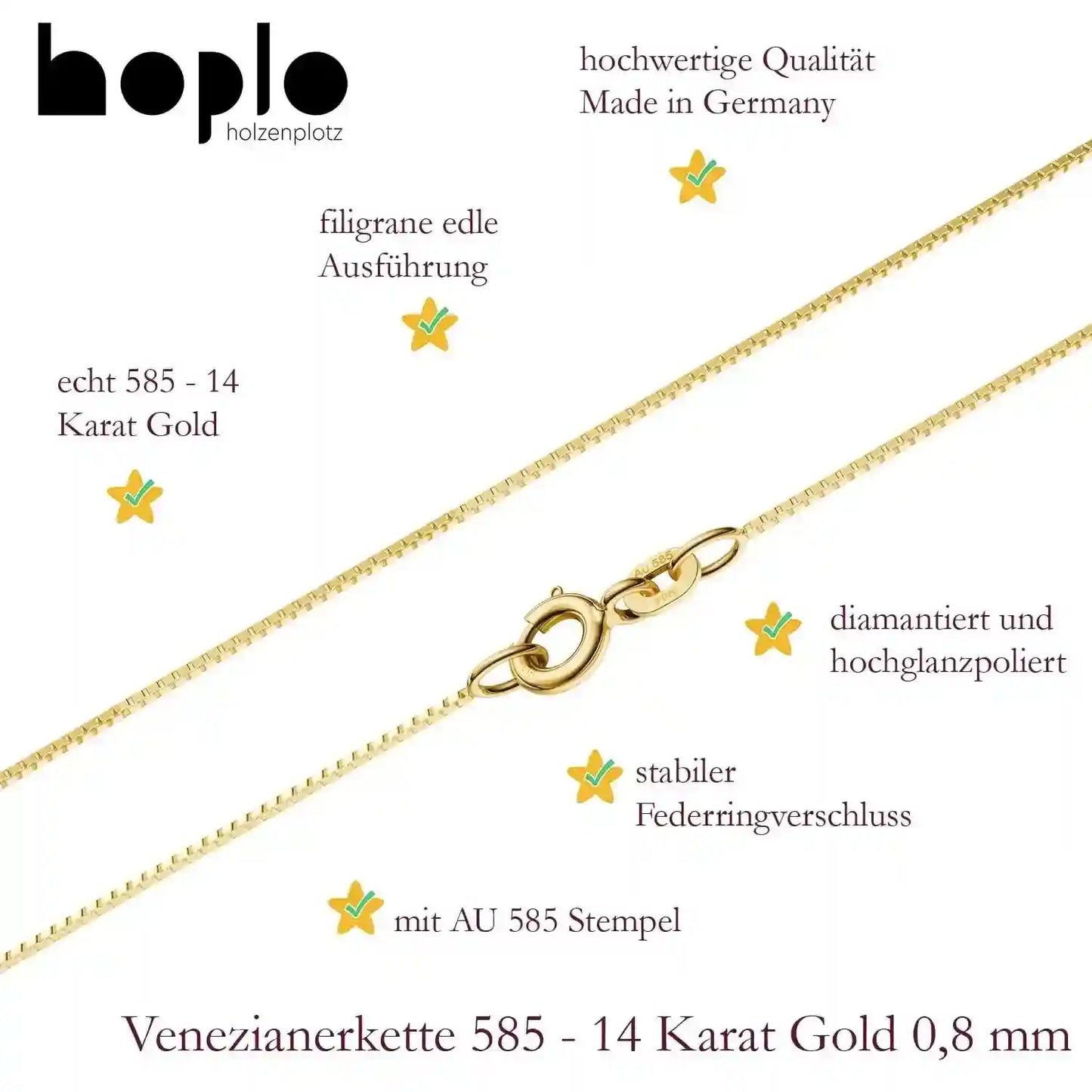 Edle Venezianerkette Halskette 585 - 14 Karat Gold Juwelier Qualität - Firma Holzenplotz - Silberketten-Goldketten.de 
