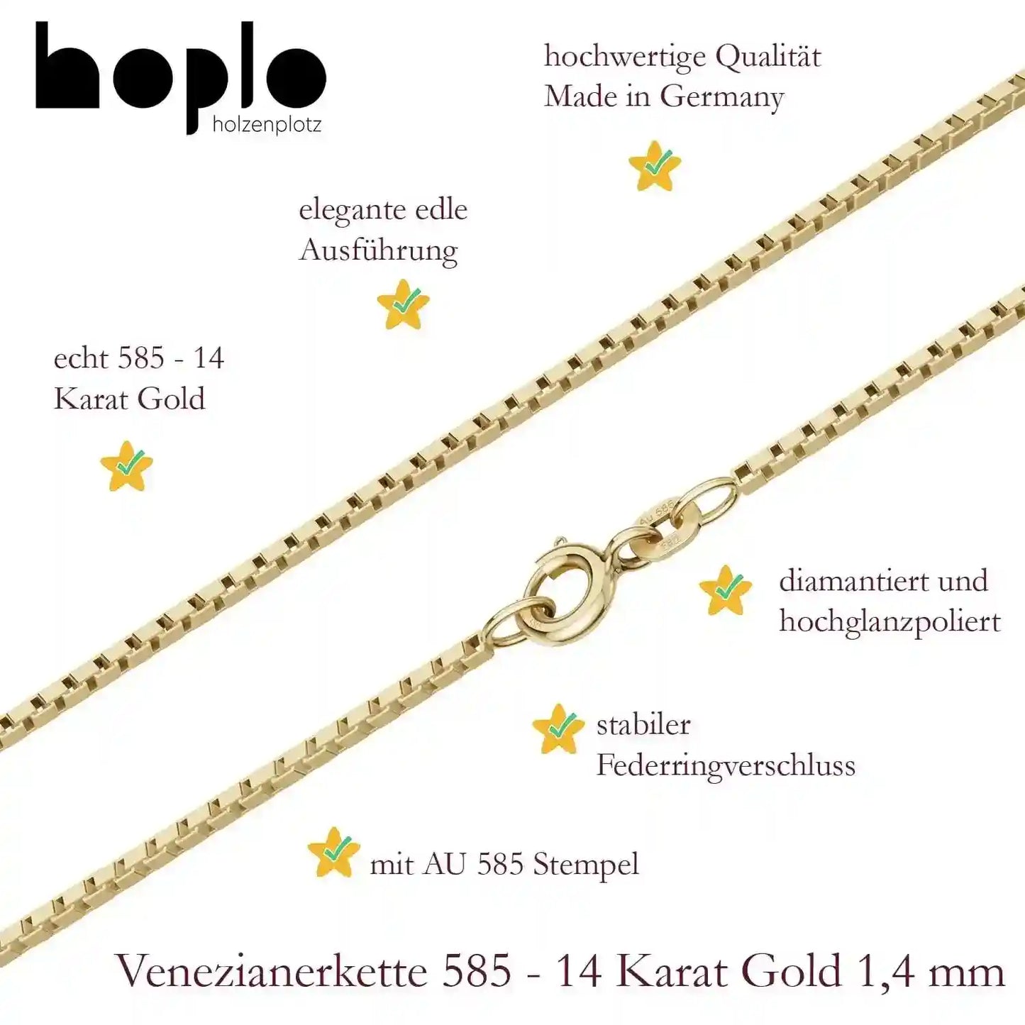 Edle Venezianerkette Halskette 585 - 14 Karat Gold Juwelier Qualität - Firma Holzenplotz - Silberketten-Goldketten.de 