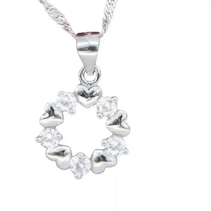 Edler Herz Anhänger mit fünf Steinen Zirkonia Crystal mit Kette 925 S - Firma Holzenplotz - Silberketten-Goldketten.de 