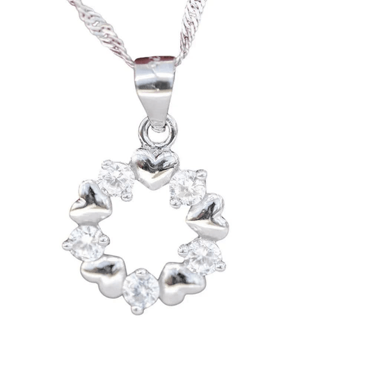 Edler Herz Anhänger mit fünf Steinen Zirkonia Crystal mit Kette 925 S - Firma Holzenplotz - Silberketten - Goldketten.de