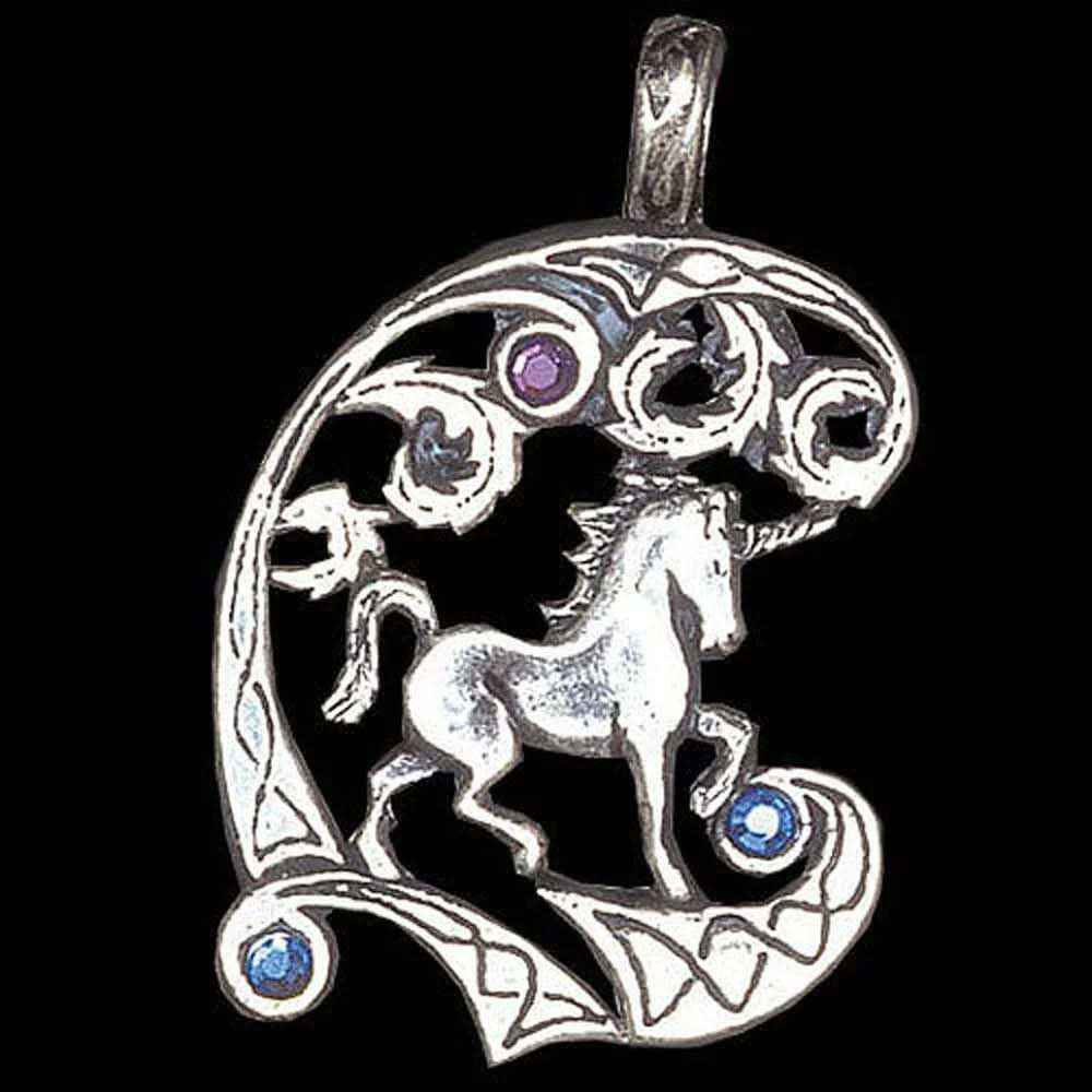 Einhorn Anhänger Schmuck - Einhorn 43x32mm Wikinger Swarovski Kristalle + Kette