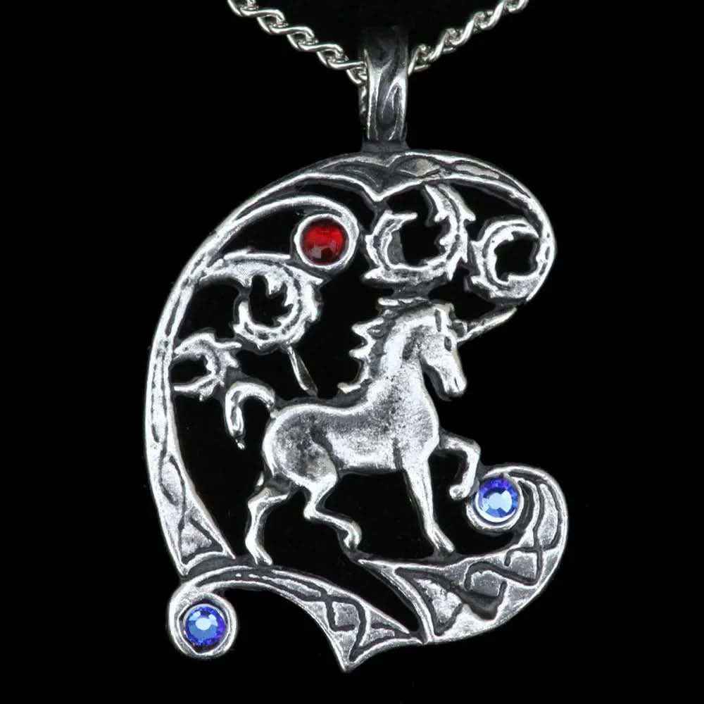 Einhorn Anhänger Schmuck - Einhorn 43x32mm Wikinger Swarovski Kristalle + Kette