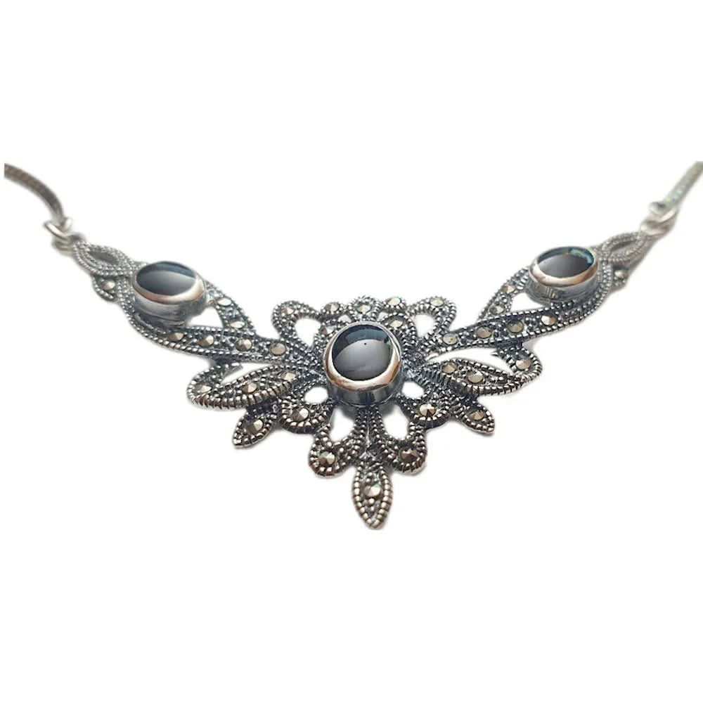 Elegantes Collier Mittelalter Gothic Vintage Jugendstil Onyx - Stein - Firma Holzenplotz - Silberketten - Goldketten.de