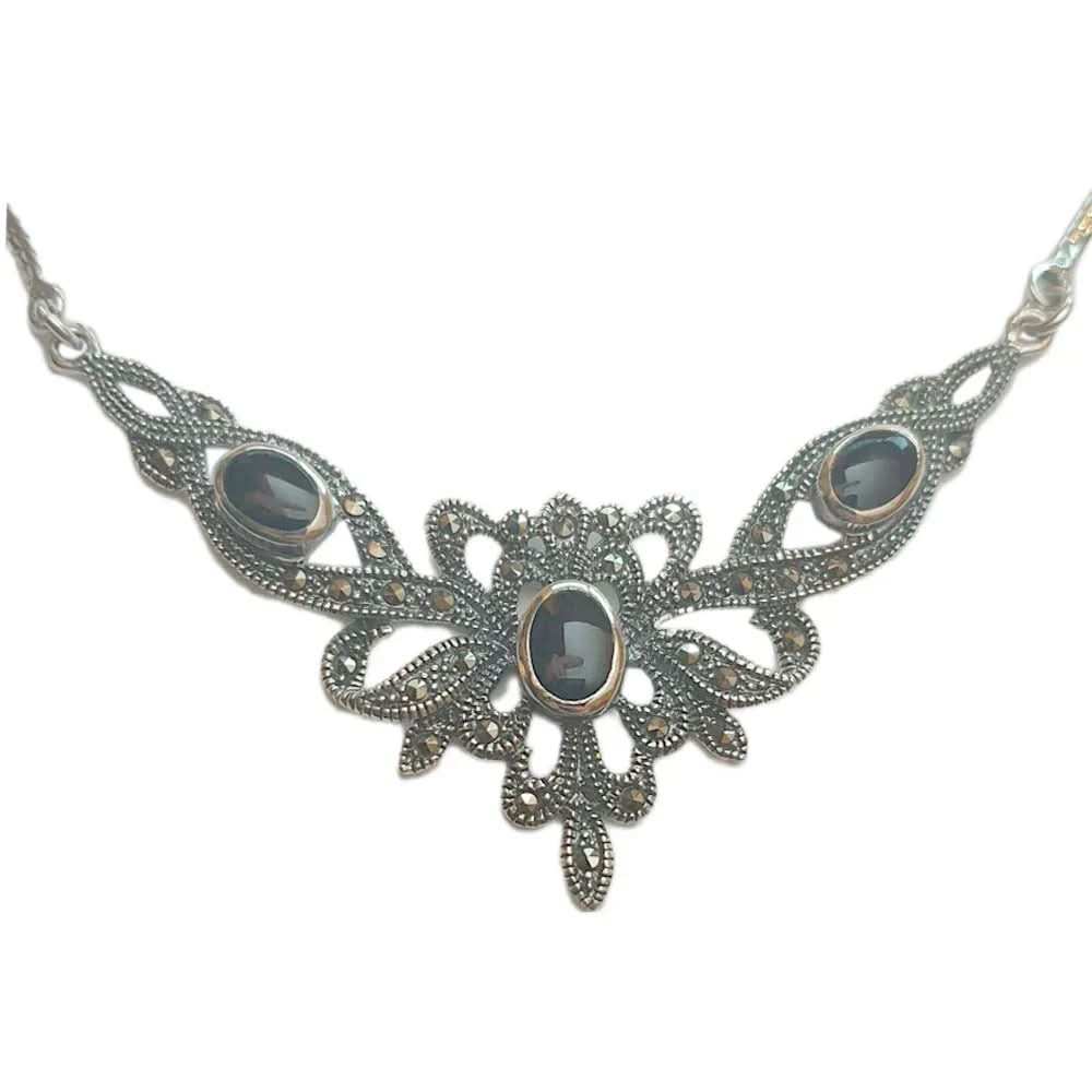 Elegantes Collier Mittelalter Gothic Vintage Jugendstil Onyx - Stein - Firma Holzenplotz - Silberketten - Goldketten.de