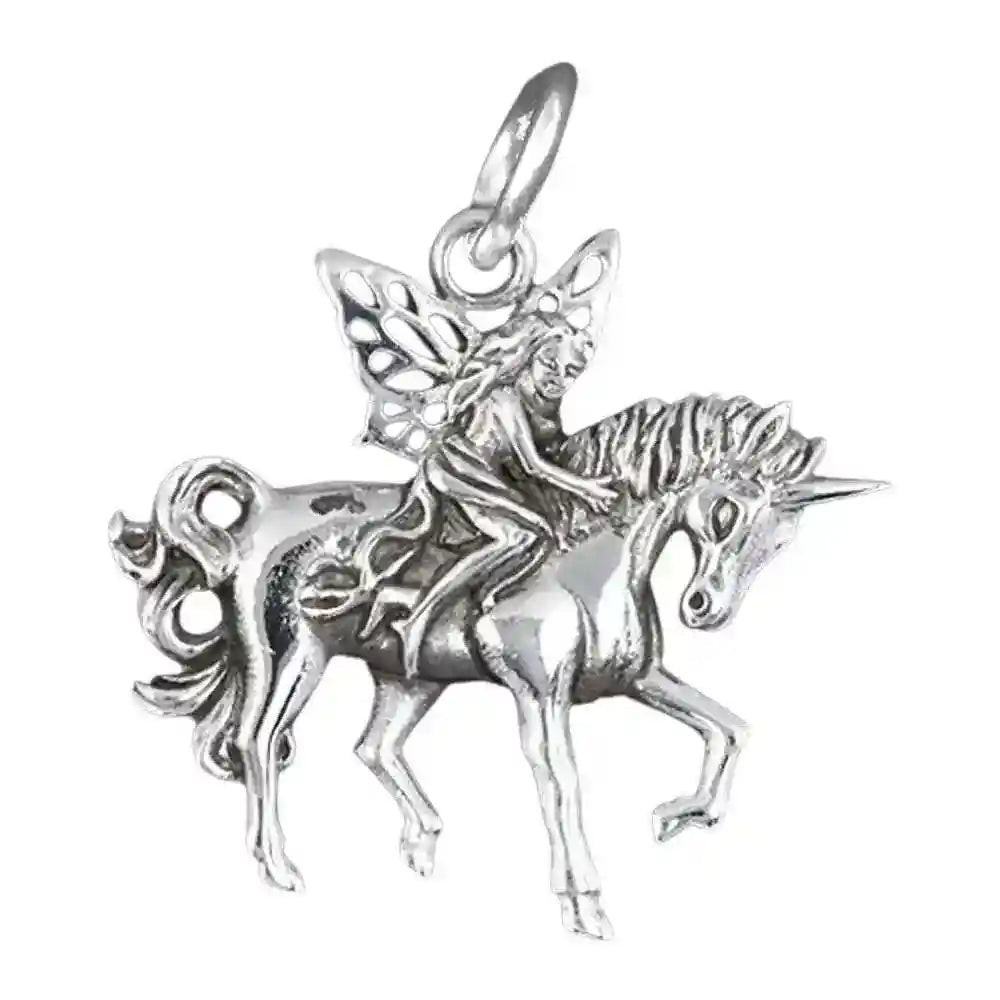 Elfe Einhorn Schmuck Anhänger 925er Silber - Einhorn , Elfen Feen - 32x30mm