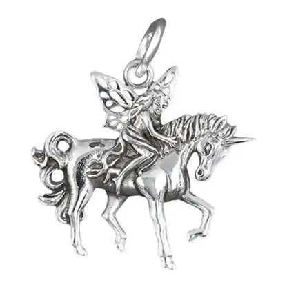 Elfe Einhorn Schmuck Anhänger 925er Silber - Einhorn , Elfen Feen - 32x30mm