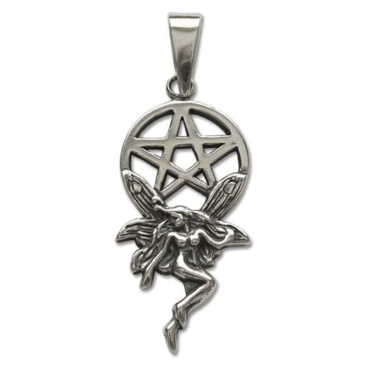 Elfe mit Pentagramm Schmuck Anhänger 925er Silber Pentagramm 34x16mm - Firma Holzenplotz - Silberketten - Goldketten.de