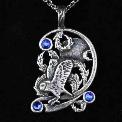 Eule Anhänger Schmuck Vögel 42x24mm Wikinger Swarovski Kristalle + Ket - Firma Holzenplotz - Silberketten-Goldketten.de 