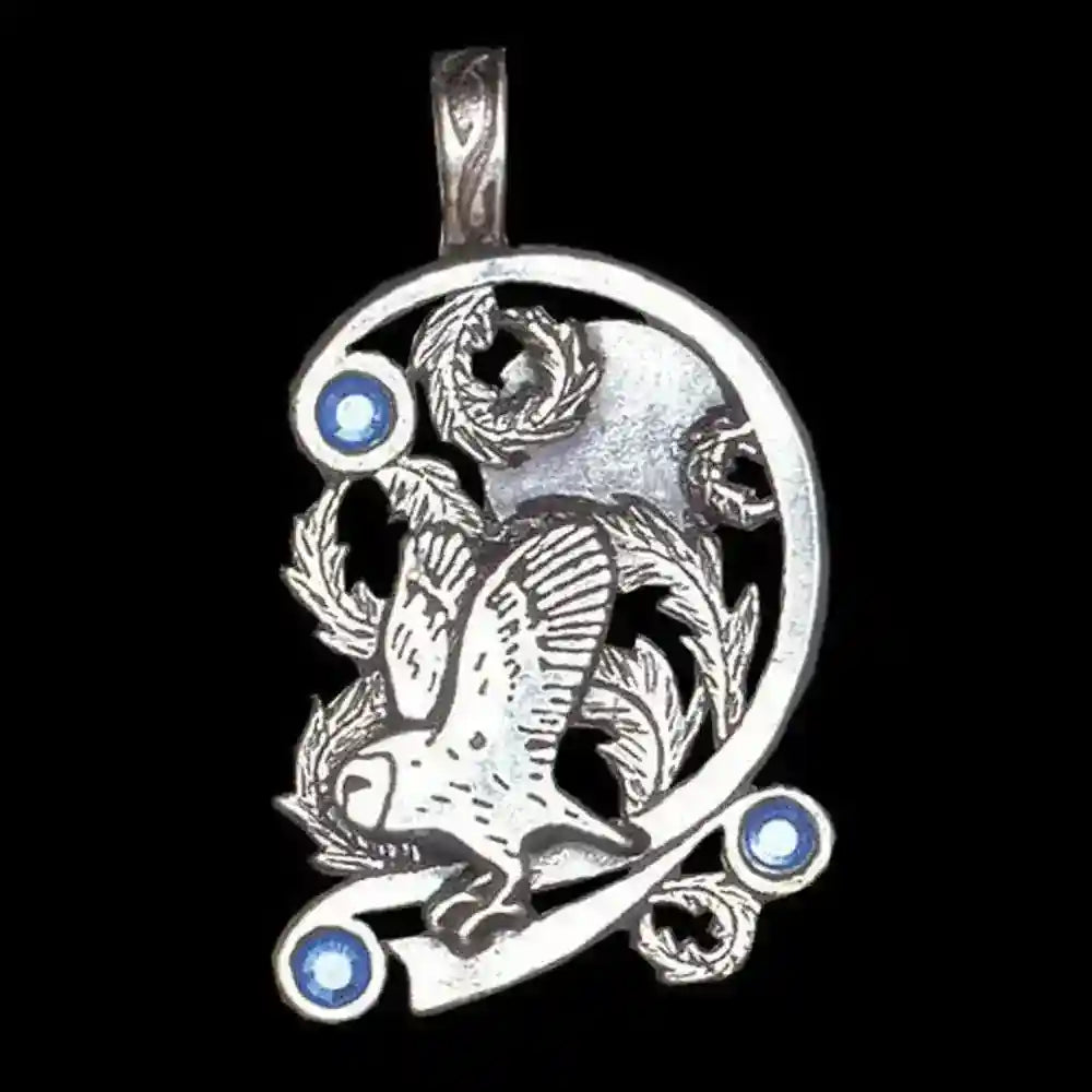 Eule Anhänger Schmuck Vögel 42x24mm Wikinger Swarovski Kristalle + Ket - Firma Holzenplotz - Silberketten-Goldketten.de 