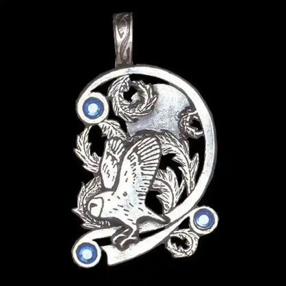 Eule Anhänger Schmuck Vögel 42x24mm Wikinger Swarovski Kristalle + Ket - Firma Holzenplotz - Silberketten-Goldketten.de 