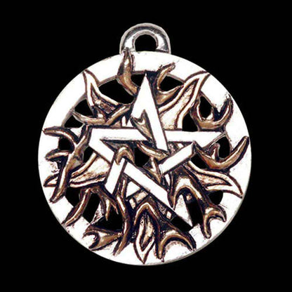 FEUER-PENTAGRAMM  Schmuck Anhänger versilbert - Pentagramm - 32x37mm + Kette