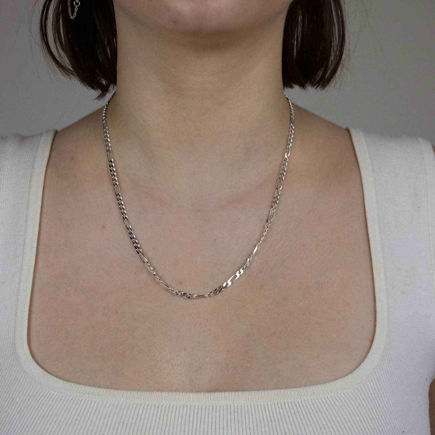 Figarokette Halskette Breite 3,4 mm - 925 Sterlingsilber Auswahl