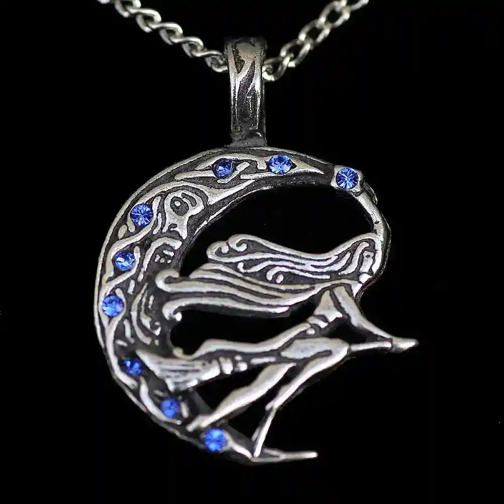Freya Anhänger Schmuck Wikinger 37x28mm Mond Wikinger Swarovski Kristalle +Kette