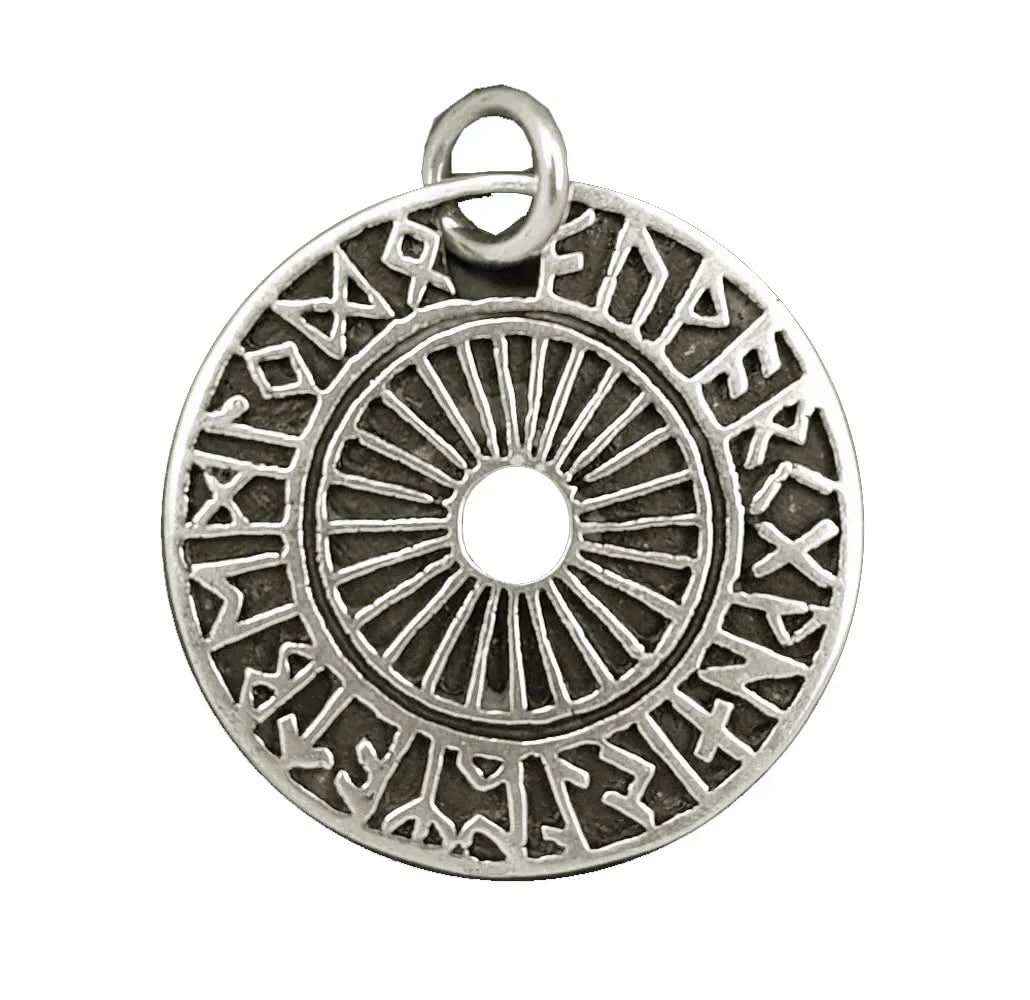 Futhark etNox-Anhänger Runen 925 Silber und Stoffband Schrift Zeichen