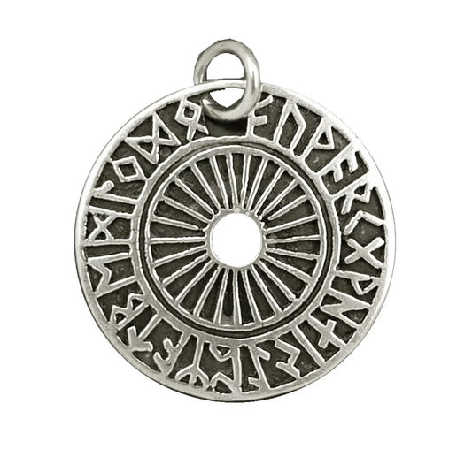 Futhark etNox - Anhänger Runen 925 Silber und Stoffband Schrift Zeichen - Firma Holzenplotz - Silberketten - Goldketten.de