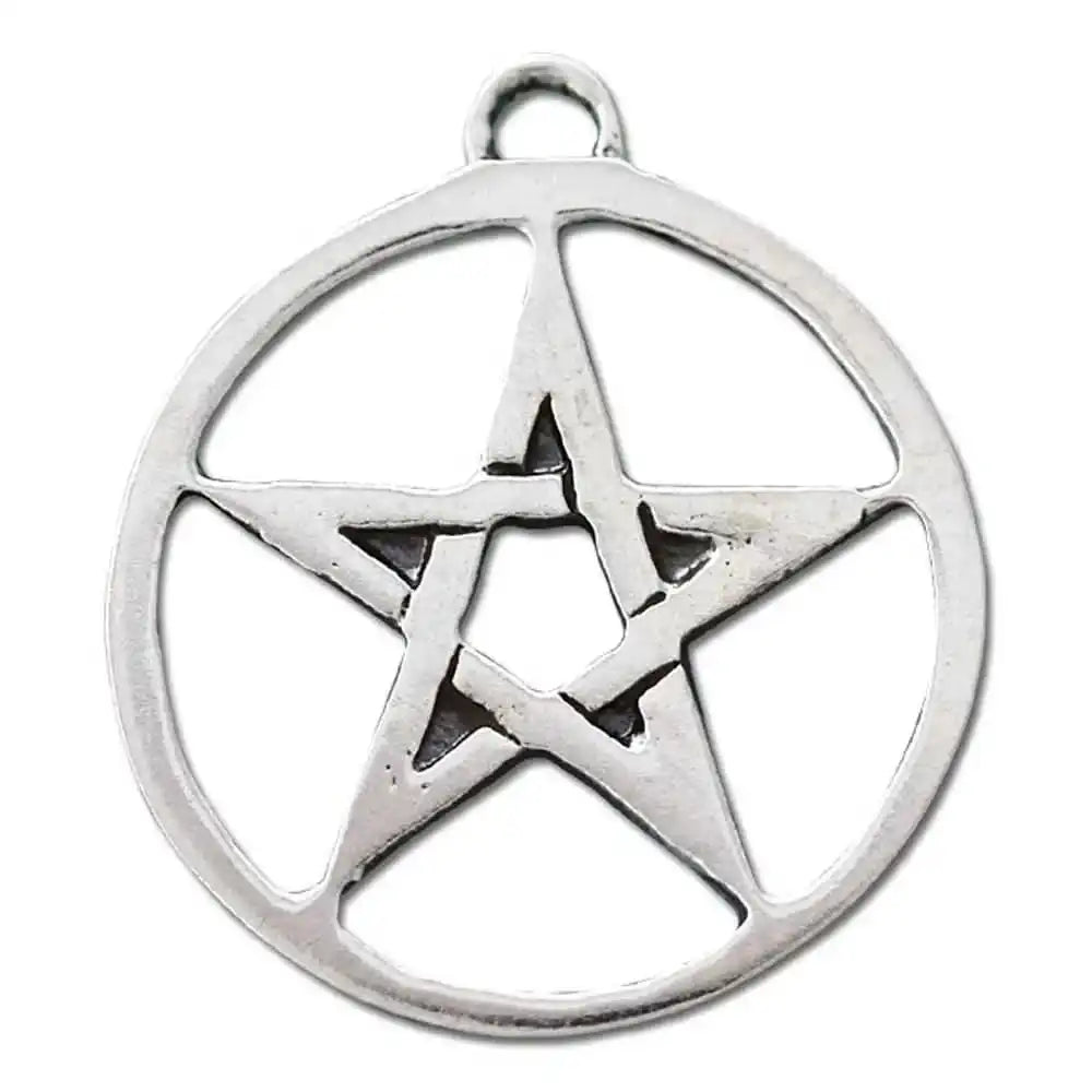 Geschlossenes Pentagramm Schmuck Anhänger versilbert mit Kette Satinbe - Firma Holzenplotz - Silberketten - Goldketten.de