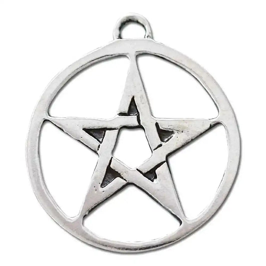 Geschlossenes Pentagramm Schmuck Anhänger versilbert mit Kette Satinbe - Firma Holzenplotz - Silberketten - Goldketten.de