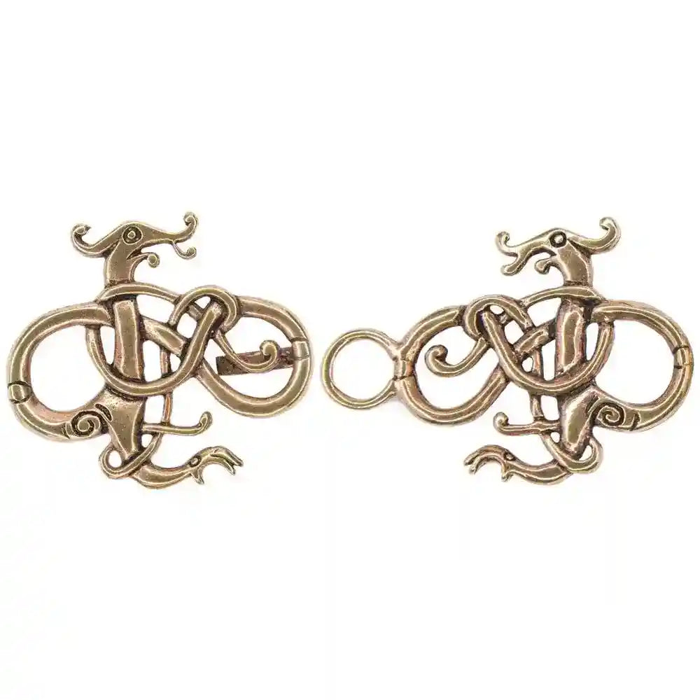 Gewandschmuck Viking Dragons Bronze Fibel Brosche Drache Wikinger