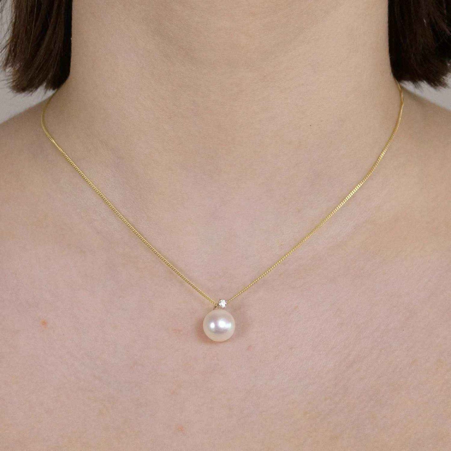 Gold Anhänger Brillant und Süßwasserperle massiv 585 - 14 karat Gold - Firma Holzenplotz - Silberketten-Goldketten.de 