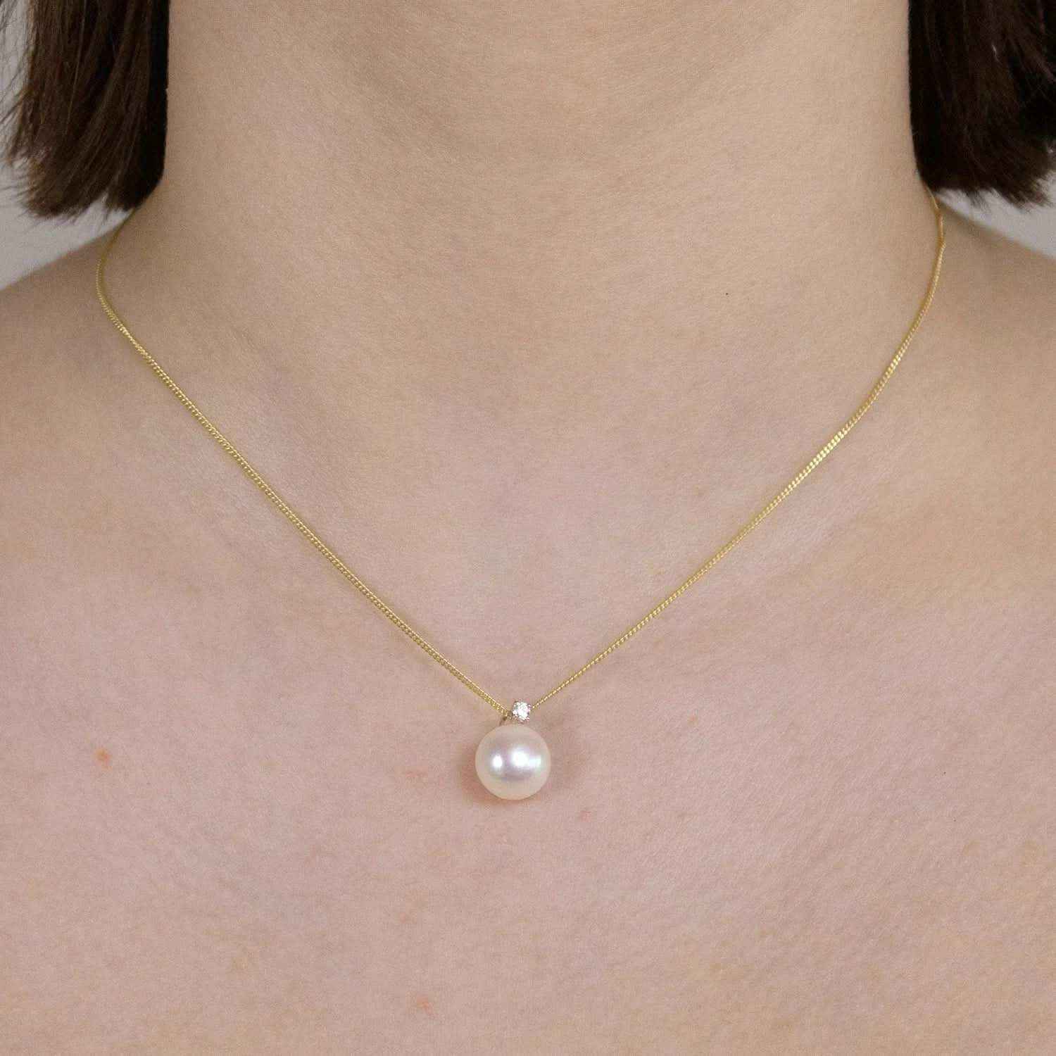 Gold Anhänger Brillant und Süßwasserperle massiv 585 - 14 karat Gold - Firma Holzenplotz - Silberketten-Goldketten.de 