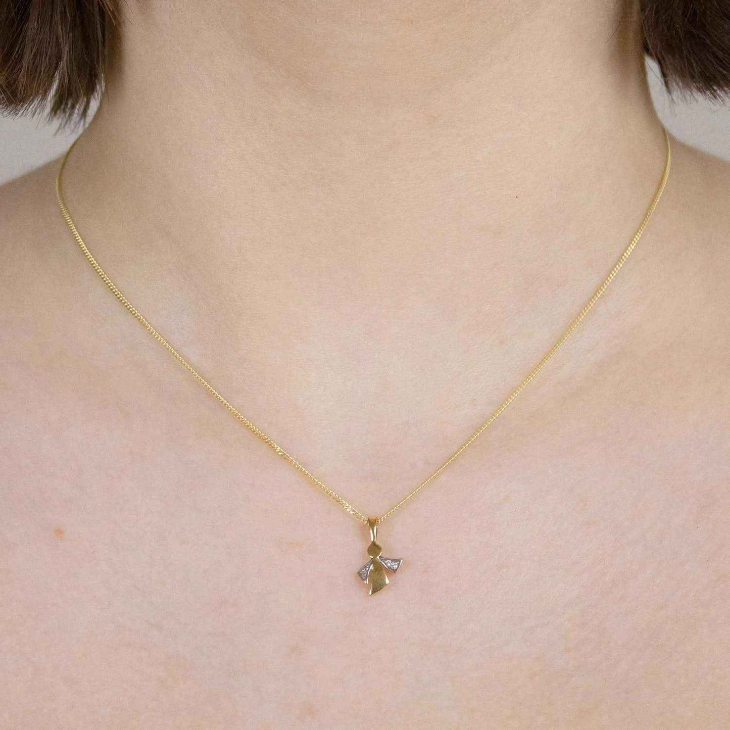 Gold Anhänger Engel Zirkonia massiv 333 - 8 Karat Gold rhodiniert - Firma Holzenplotz - Silberketten-Goldketten.de 