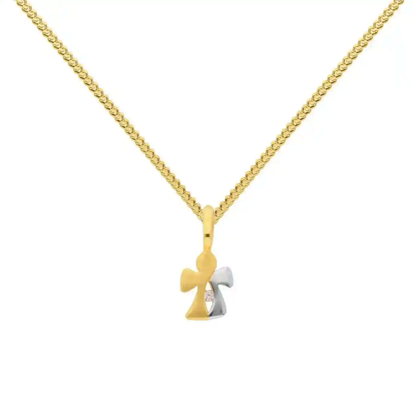 Gold Anhänger Engel Zirkonia mit Goldkette massiv 333-8 Karat Gold