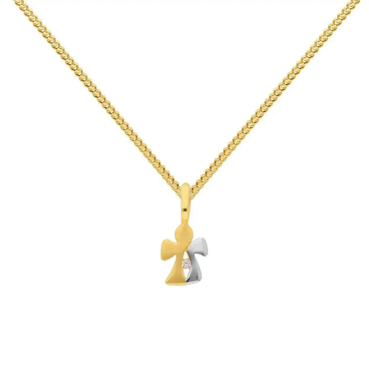 Gold Anhänger Engel Zirkonia mit Goldkette massiv 333-8 Karat Gold