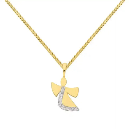 Gold Anhänger Engel Zirkonia mit Goldkette massiv 333-8 Karat Gold - Firma Holzenplotz - Silberketten-Goldketten.de 