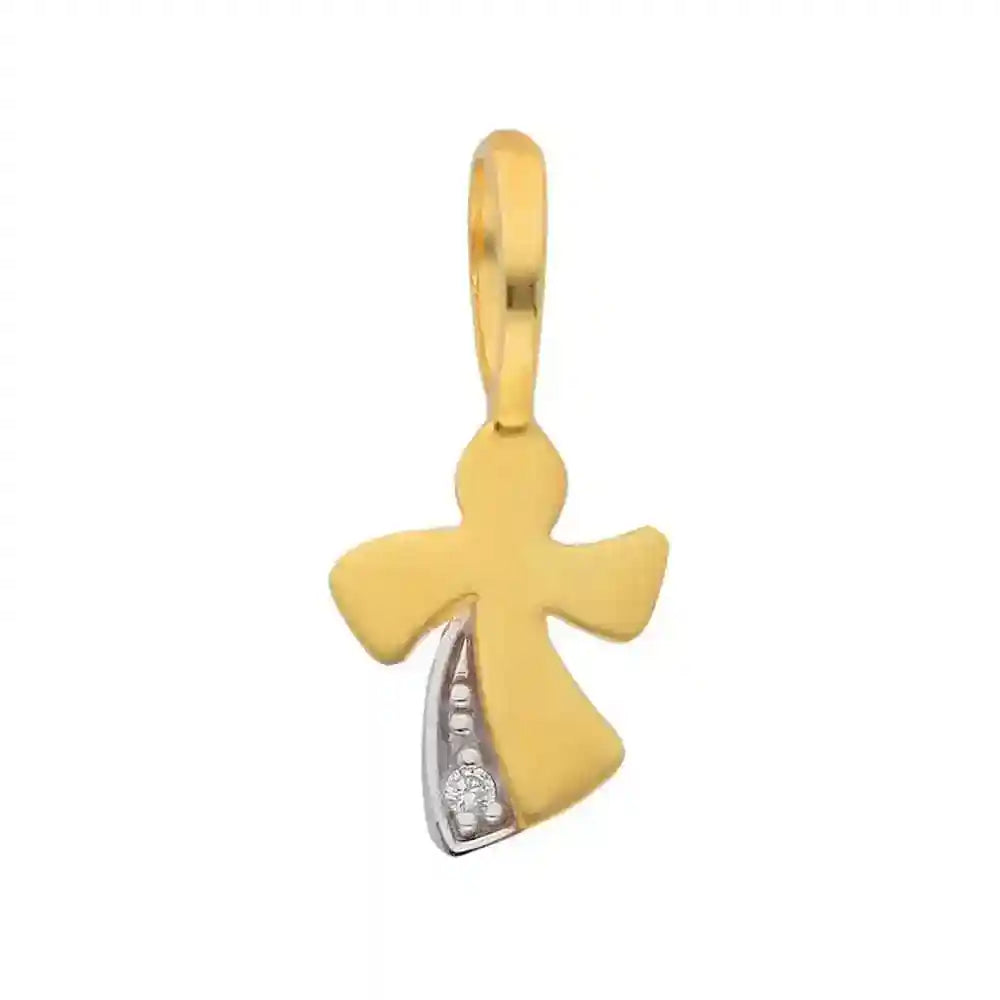 Gold Anhänger Engel Zirkonia mit Goldkette massiv 333-8 Karat Gold