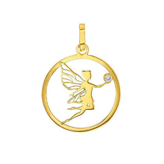Gold Anhänger Fee mit Zirkonia aus echt massiv 750 - 18 Karat Gold - Firma Holzenplotz - Silberketten - Goldketten.de