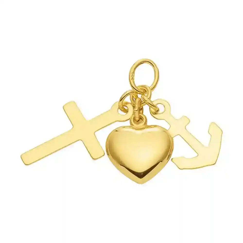 Gold Anhänger Glaube-Liebe-Hoffnung mit Goldkette 333-8 Karat Gold - Firma Holzenplotz - Silberketten-Goldketten.de 