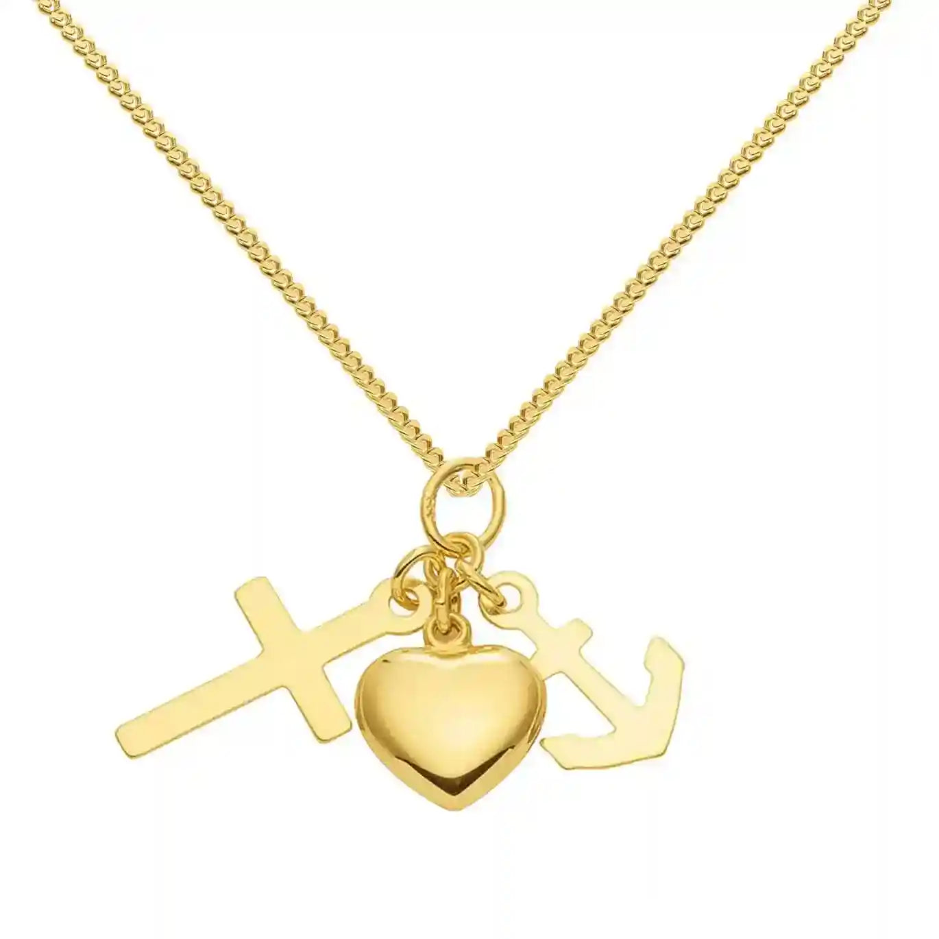 Gold Anhänger Glaube-Liebe-Hoffnung mit Goldkette 333-8 Karat Gold - Firma Holzenplotz - Silberketten-Goldketten.de 