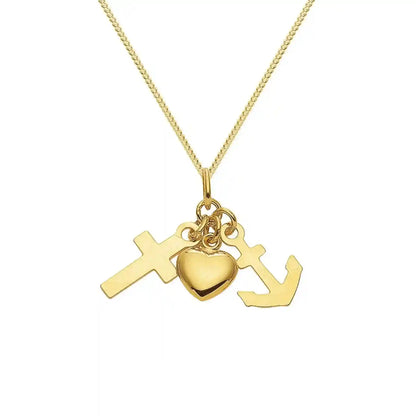 Gold Anhänger Glaube-Liebe-Hoffnung  mit Goldkette 333-8 Karat Gold