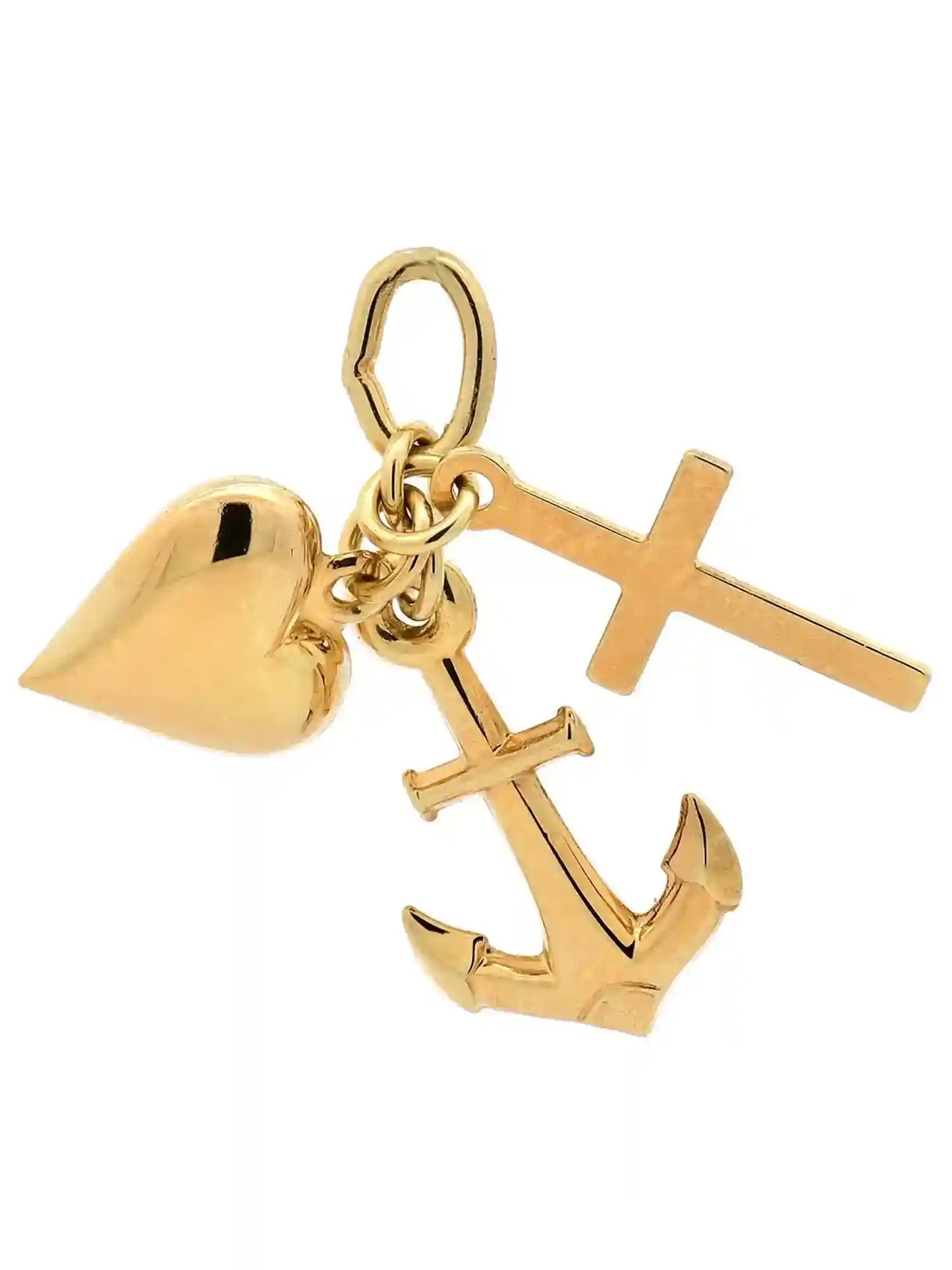 Gold Anhänger Glaube-Liebe-Hoffnung mit Goldkette 585-14 Karat Gold