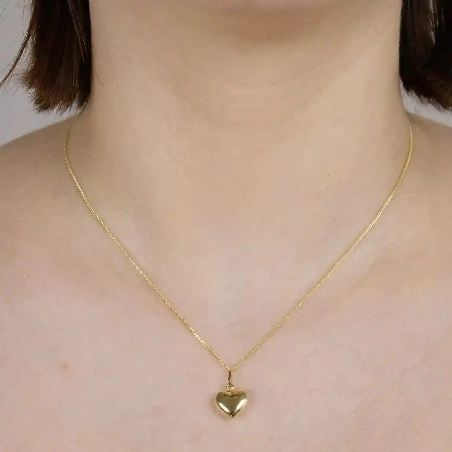 Gold Anhänger Herz mit Goldkette massiv 585 - 14 Karat Gold