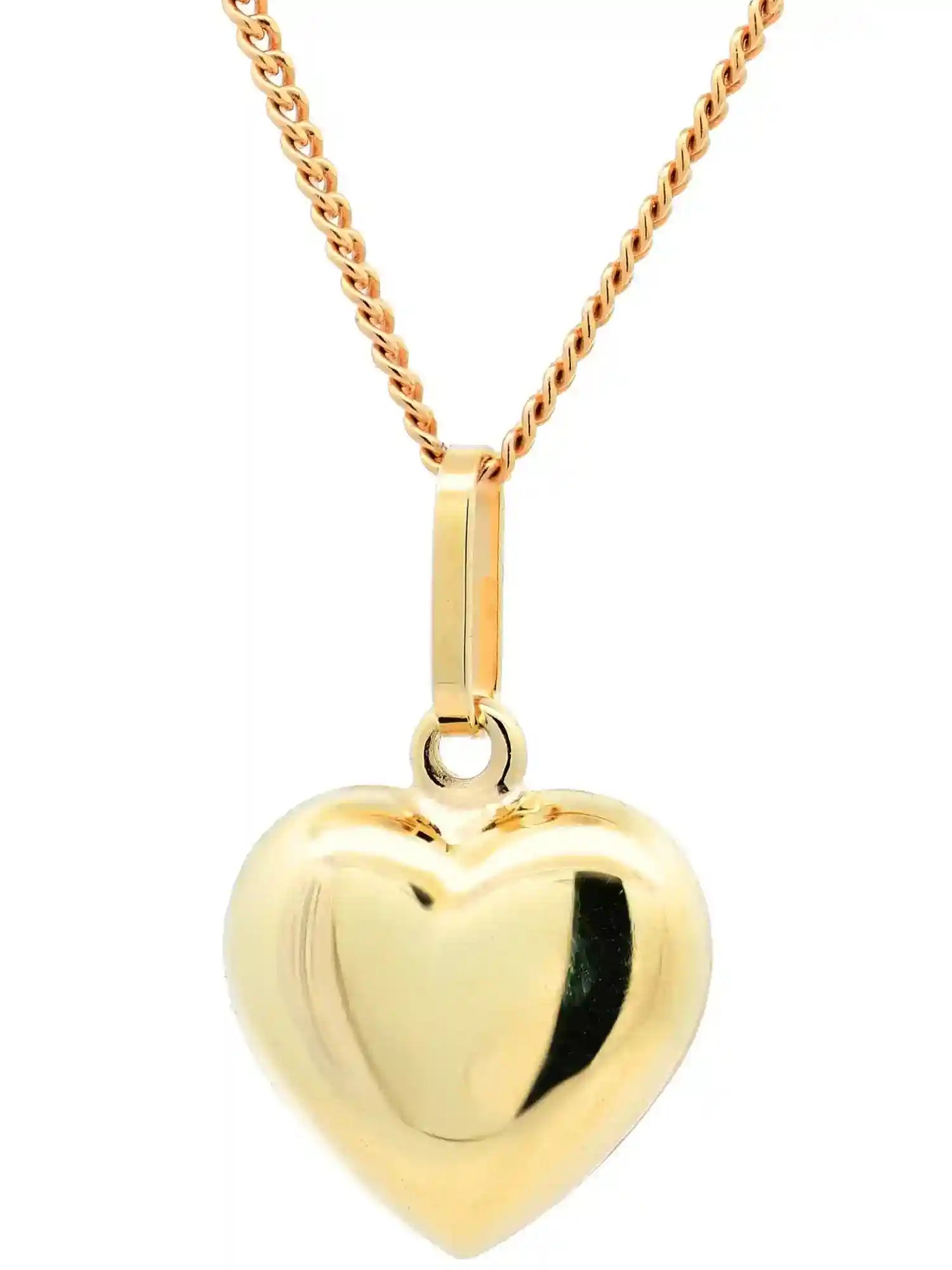 Gold Anhänger Herz mit Goldkette massiv 585 - 14 Karat Gold