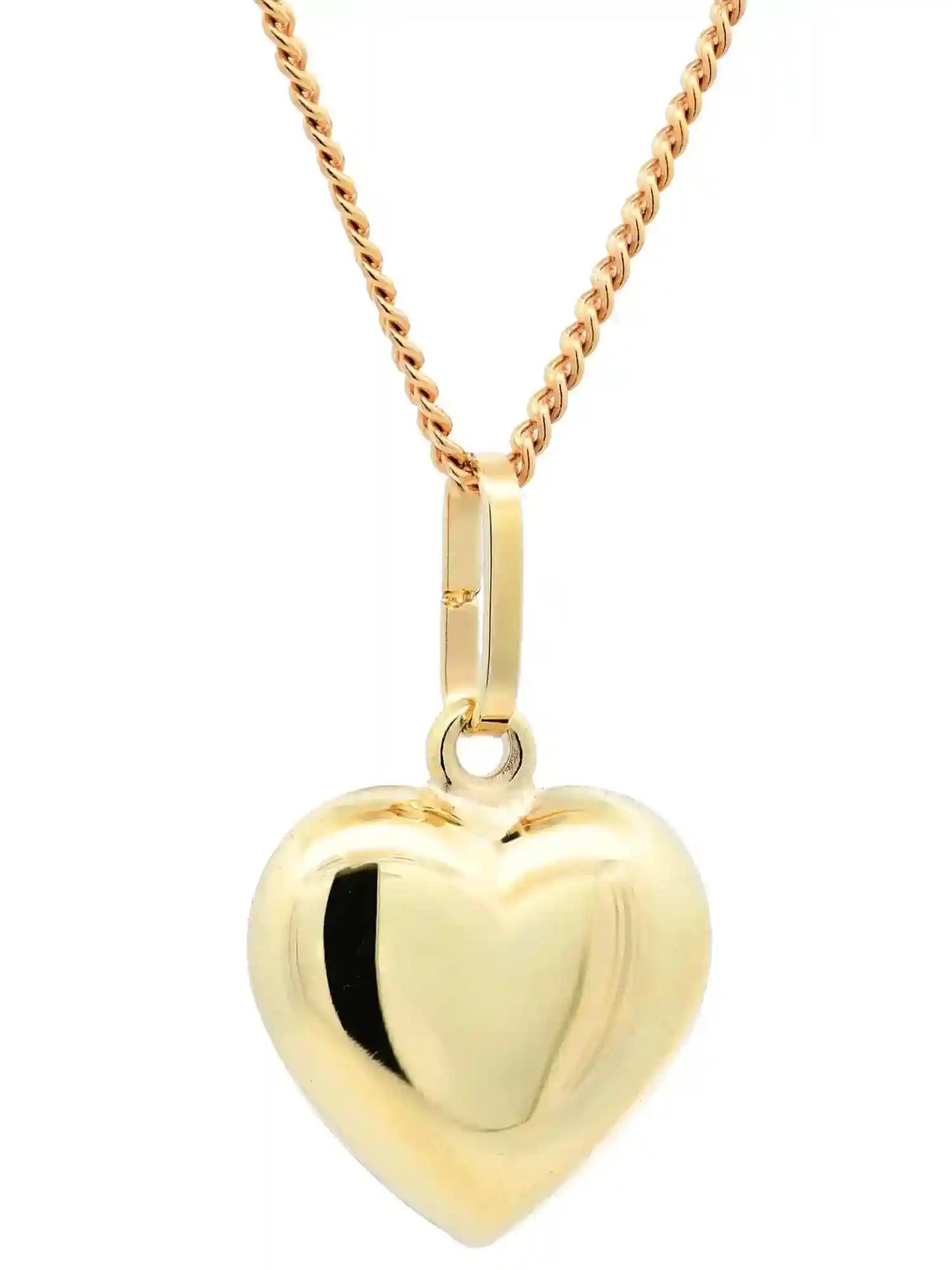 Gold Anhänger Herz mit Goldkette massiv 585 - 14 Karat Gold - Firma Holzenplotz - Silberketten-Goldketten.de 