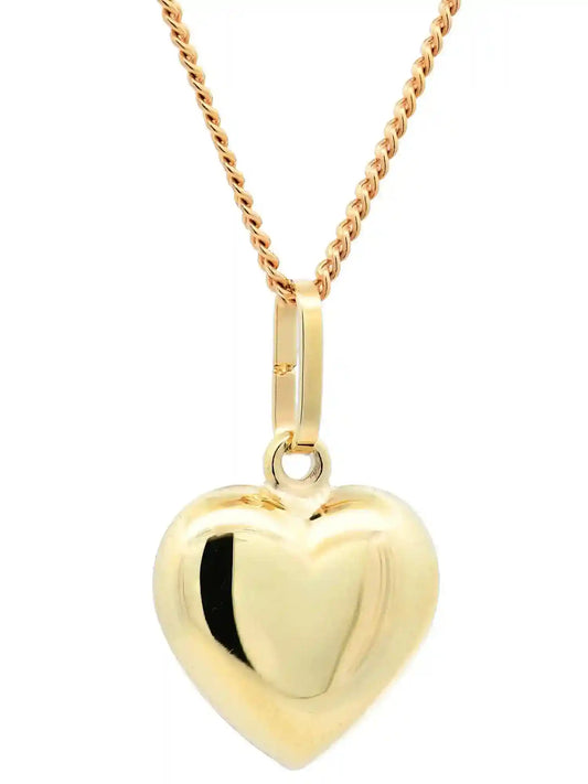 Gold Anhänger Herz mit Goldkette massiv 585 - 14 Karat Gold - Firma Holzenplotz - Silberketten-Goldketten.de 