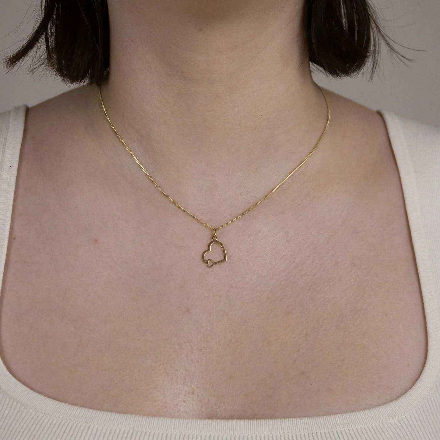 Gold Anhänger Herz mit Kette massiv 333 - 8 Karat Gold