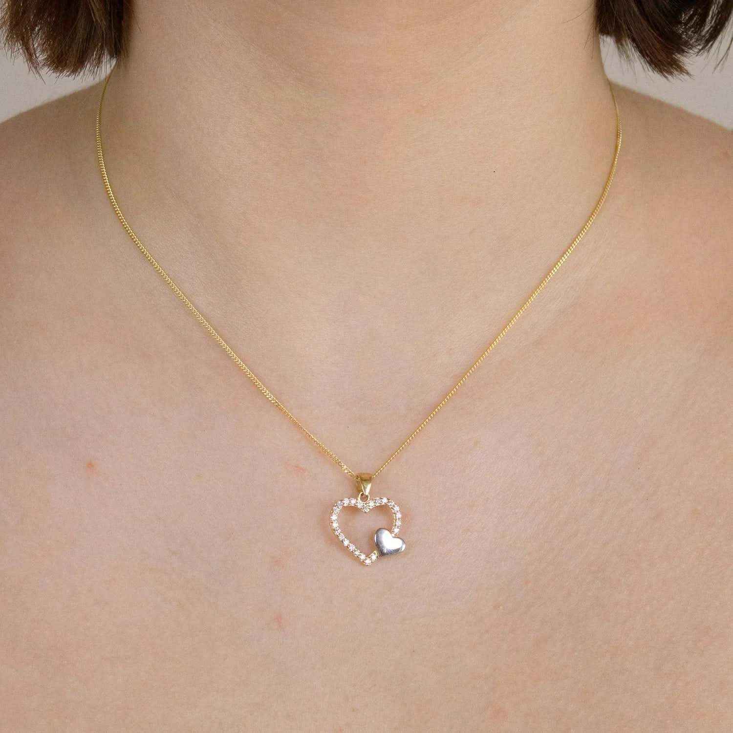 Gold Anhänger Herz Zirkonia massiv 333 - 8 Karat Gold rhodiniert - Firma Holzenplotz - Silberketten-Goldketten.de 