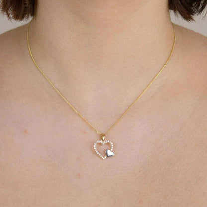 Gold Anhänger Herz Zirkonia massiv 333 - 8 Karat Gold rhodiniert - Firma Holzenplotz - Silberketten-Goldketten.de 