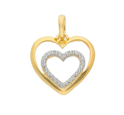 Gold Anhänger Herz Zirkonia mit Goldkette massiv 333-8 Karat Gold