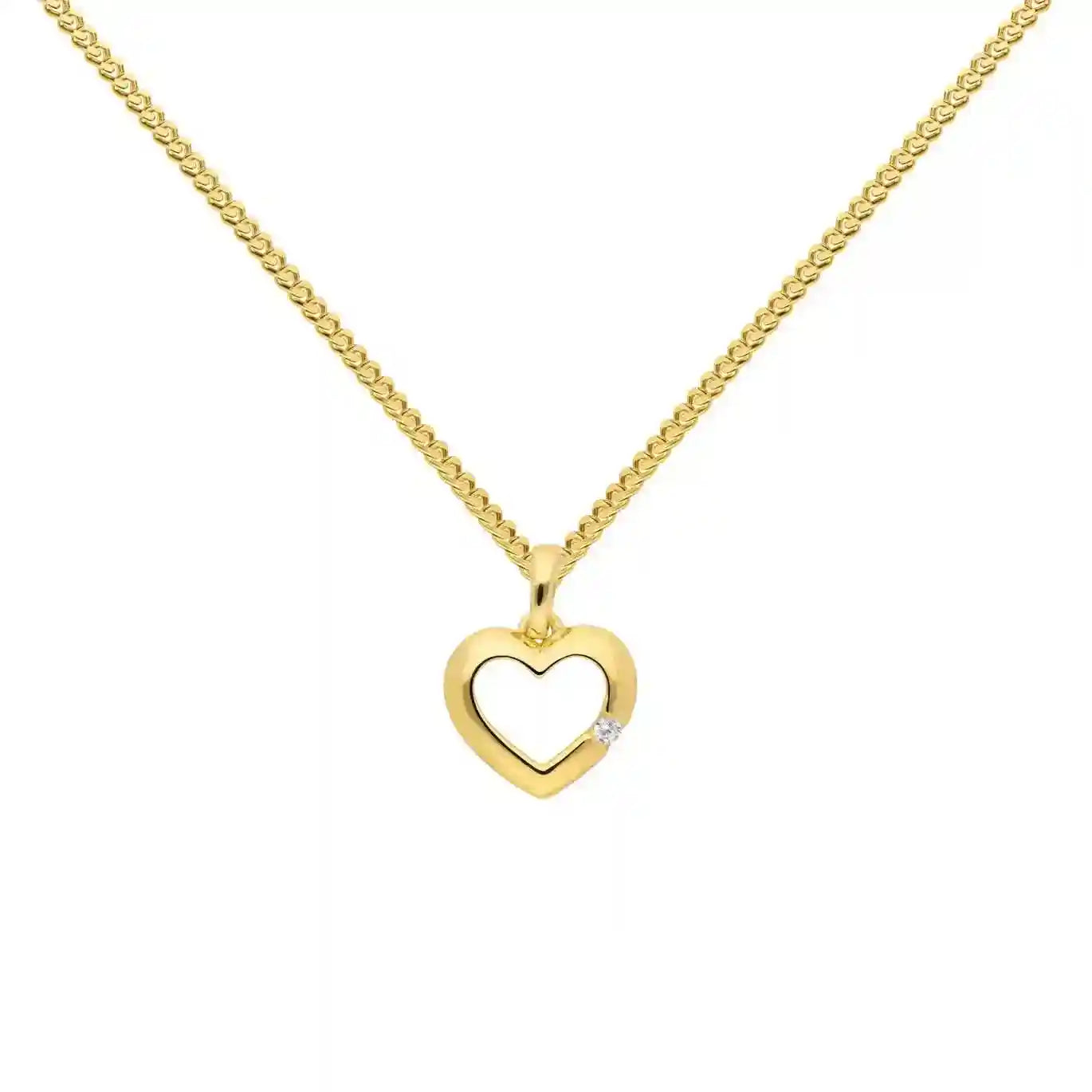 Gold Anhänger Herz Zirkonia mit Goldkette massiv 333 - 8 Karat Gold